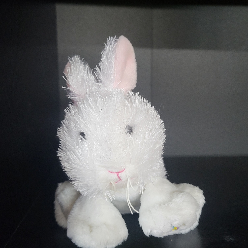 White and Pink Bunny Plush Toy with Floppy Ears